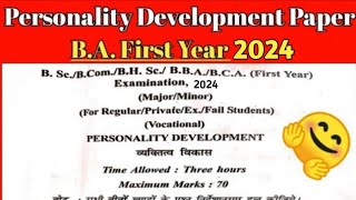 ba 1st year personality development paper 2024  personality development paper 2023 ba bsc Bcom [upl. by Idnod41]