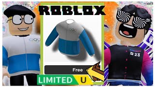 FREE Limited UGC Cara Dapatkan Gratis Item Blue and White Olympic Hoodie di Olympic World roblox [upl. by Ahsinit]