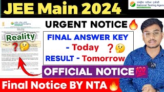 JEE Main 2024 Final Answer Key amp Result 🔥 JEE Main 2024 Result Date JEE Main 2024 Latest News jee [upl. by Sacksen]