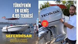 Majestic 495 Honda 100 HP  Türkiyenin En Geniş Teknesi Denize İndi seferihisar sığacık akarca [upl. by Siroled]