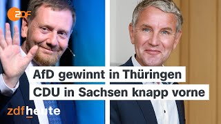 Landtagswahlen AfD gewinnt in Thüringen  Sachsen knappes Rennen zwischen CDU und AfD [upl. by Ettore]