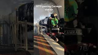 R711 passing Carnegie station to Bairnsdale train melbournetrains railway steamtrain fyp [upl. by Euh]