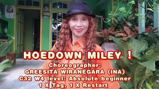 HOEDOWN MILEY  ll Absolute beginner line dance ll ChoreographerGREESITA WIRANEGARAINAFeb 2024 [upl. by Yelnek817]