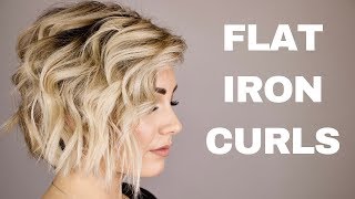 HOW TO CURL WITH A FLAT IRON  short hair [upl. by Aihset931]