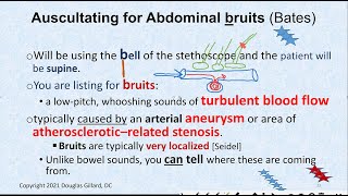 Auscultation of the Abdomen Learn about General Abdominal Auscultation  How to Find Deadly Bruits [upl. by Certie701]