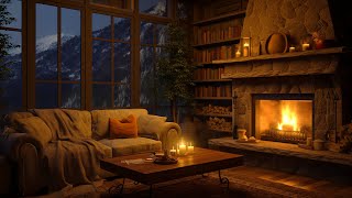 Cozy Cabin Ambience with Gentle Night Rain 💧 Rain amp Fireplace Sounds for Relax Study amp Work 📕 [upl. by Asilej]