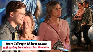 News Renée Zellweger 55 looks smitten with toyboy love interest Leo Woodall 27 as they film [upl. by Nirrok]