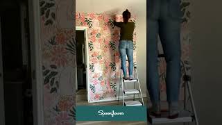 How to Hang Wallpaper on a High Staircase [upl. by Mateya713]