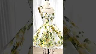 Making a corset floral print organza mini dress diydress promdress fashion sewing wedding [upl. by Aihsyt]