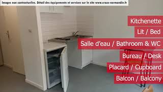 Logement T1 20m² résidence ITON  Evreux Crous Normandie [upl. by May470]