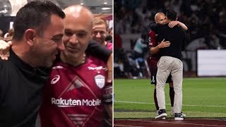 Xavi and Iniesta REUNITE during Vissel Kobe vs Barcelona 02 [upl. by Al]