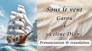 Garou and Céline Dion  Sous le vent Pronunciation and translation [upl. by Ayokal]