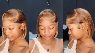 Best Way To Install A Bob Frontal Wig  How To Install Bob Wigs  Frontal Wig Install [upl. by Horatia]