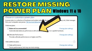 🔥How to Enable Missing HighPerformance Plan on Windows 1011 in 2023  Restore Power Plan [upl. by Ivanna]