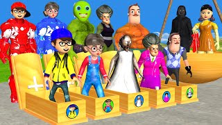 Scary Teacher 3D vs Squid Game Helicopter Stuck Rescue Squid Girls 5 Times Challenge Miss T vs Hulk [upl. by Bathilda989]