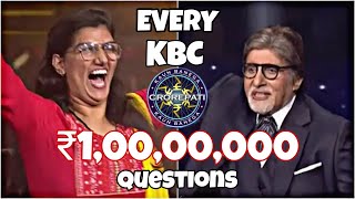 Every ₹10000000 Questions In KBC [upl. by Xavler]