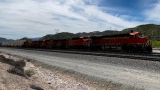 ZZZZ Train 5 Strong Lead Locomotives Old Cajon Train Depot Site EB Up Into Sullivan’s Curve 4KHDR [upl. by Davon]