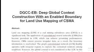 DGCC EB Deep Global Context Construction With an Enabled Boundary for Land Use Mapping of CSMA [upl. by Eiclud]