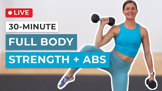 30Minute Dumbbell Strength  Abs Workout Full Body [upl. by Darcie868]