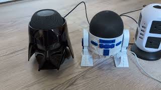 Ask Siri HomePor mini on Darth Vader Stand and Echo Dot on R2D2 Stand for Star Wars [upl. by Fineberg]