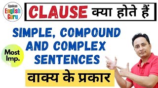 Simple Compound and Complex Sentences  Clauses in English Grammar  Types of Sentences PART 2 [upl. by Druce]