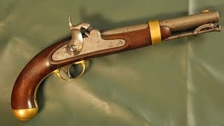 Showing and Firing an Antique Percussion Pistol Aston 1842 [upl. by Linnette]