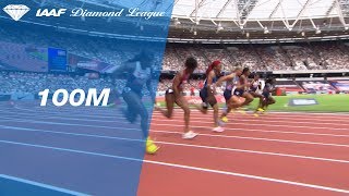 Elaine Thompson runs 1094 in SNEAKERS to win the Womens 100m  IAAF Diamond League London 2017 [upl. by Reidar701]