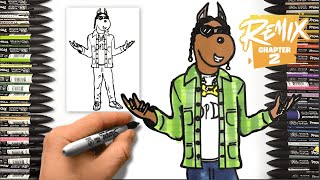 How To Draw Snoop Dog The Dogg Skin  Fortnite Remix  Step by Step Drawing draw snoopdogg [upl. by Maurie]