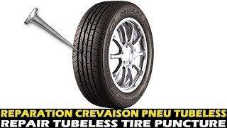 Dépannage voiture  Réparer une crevaison sur un pneu Tubeless Kit TECCPO THTC04H [upl. by Olympia]