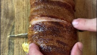 How to make jalapeño popper bacon wrapped chicken breast on the pellet grill [upl. by Ymas]