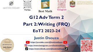 12Adv Part 2 Writing  EoT2  Optimization related rates integrals and summing  Q16  Q20  12A [upl. by Danieu]