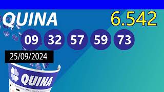 Resultado da Quina 6542 de Hoje Quarta [upl. by Getraer]