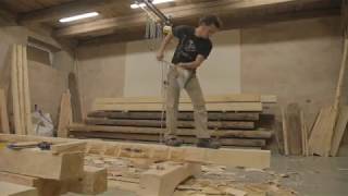 French carpenter Mourad Manesse hewing axe skills [upl. by Inafets]