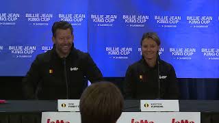 BJK CupApril 11 2023  Press conference  Team Belgiums captain Wim Fissette amp Kirsten Flipkens [upl. by Enneite]