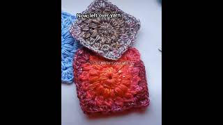 🤩Crochet sunburst sunflower granny square square tutorial from left over yarn  super easy tutorial [upl. by Bathesda]