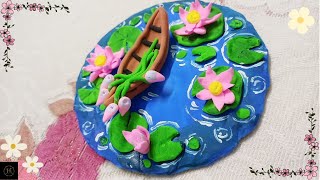 Easy Lily Pond make with clay🥰✨ [upl. by Atin]