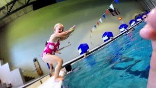 Diving Headlong Elizabeth 4 yo Shows off her new favorite thing to do in the pool [upl. by Hendry]