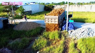 New Project Dozer D20 amp Truck 5T upload soil on Home foundations for construction [upl. by Frame]