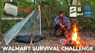 Solo Overnight Doing a 35 Walmart Survival Gear Challenge In The Woods and Chili Mac With Beef [upl. by Ahsital]