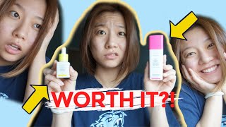 I TRY THE DRUNK ELEPHANT NIGHT DUO TLC Framboos Glycolic Night Serum and Virgin Marula Oil [upl. by Onifur]