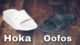 Oofos vs Hoka Recovery Slides  Recovery Sandals [upl. by Marijane]