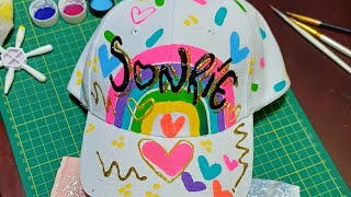 como pintar una gorra paso a paso pintura en tela  Cachucha pintada [upl. by Hefter629]