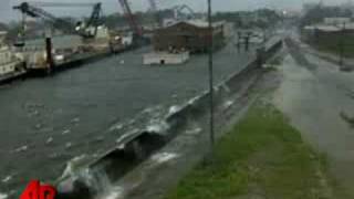 Raw Video Floodwaters Overtop New Orleans Levee [upl. by Yatnohs375]