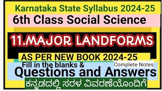 6th Class Social Science Major Landforms questions and answersNotes202424New Syllabus [upl. by Lisk]