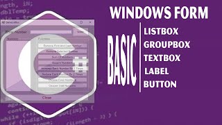 C Windows Form ListBox Button Label TextBox GroupBox [upl. by Neelahs]