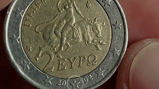 Greece 2 euro 2002 Mintmark quotSquot  HelsinkiVantaa Finland Suomi  2 ΕΥΡΩ ΓΣ ΕΥΡΩΠΗ [upl. by Ranilopa]