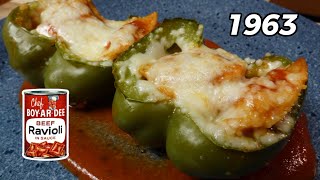 CHEF BOYARDEE Beef Ravioli Stuffed Peppers  Vintage Recipe [upl. by Wasserman970]