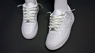 How to new loose lace Nike Air Force 1s LOW WORKS FOR LONG LACES [upl. by Jankell]