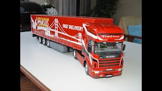 712 Italeri Scania 144 Topline 124 truck Italeri 3809 Curtainside Trailer Pegasus 124 [upl. by Carla]