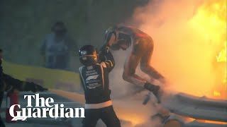 Romain Grosjean walks away from fiery F1 crash in Bahrain Grand Prix [upl. by Cormier861]